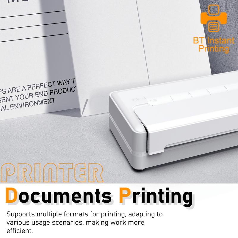 Portable A4 Thermal Printer Wireless Connectivity Rechargeable for A4 A5 A6 Size Paper & Label Paper Ideal for Work Travel Home Portable A4 Thermal Printer Wireless Connectivity Rechargeable for A4 A5 A6 Size Paper & Label Paper Ideal for Work Travel Home