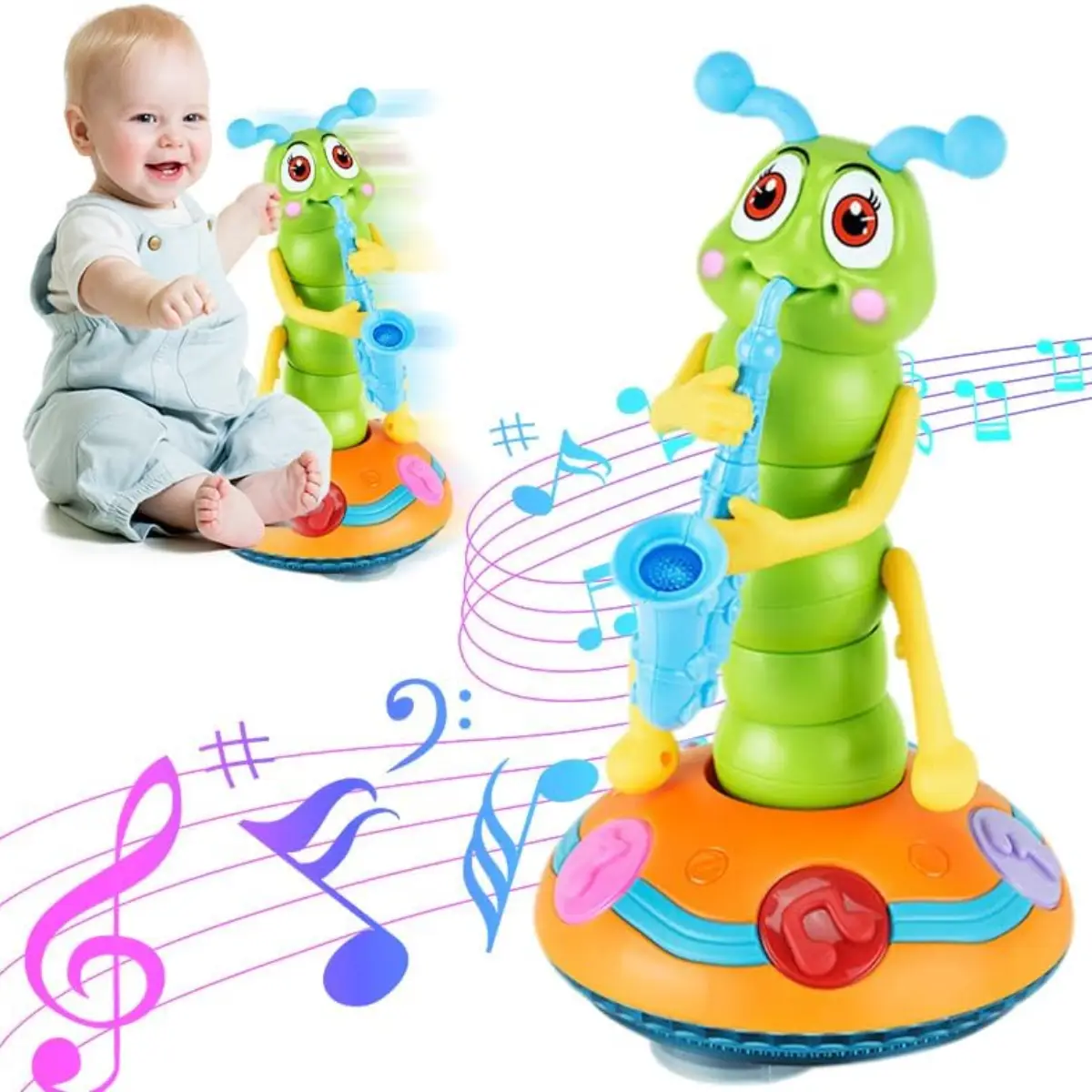 Crawling Caterpillar Dancing Toy with Lights and Music, Interactive Electric Sensory Baby Toys, Birthday Gift for Boys and Girls