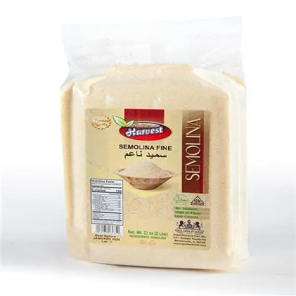 Golden Harvest Semolina Fine 32 oz (2 lbs) | Premium Durum Wheat Flour | All-Natural Stone-Ground Suji/Sooji Rava | Perfect for Desserts | Middle Eastern Cuisine