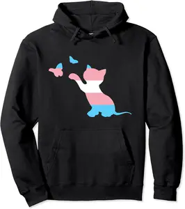 Cat Trans Pride Flag Gift for Transgender FTM MTF Cat Lovers Pullover Hoodie - Emmacole Shop 68B07WFFRKVG