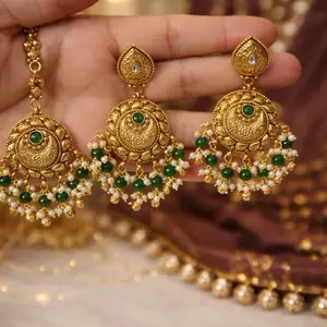 Micro Gold Earrings Tikka Set