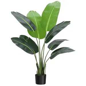 【GARVEE】Artificial Indoor Plants in 4ft, 5ft, and 6ft Sizes with Premium Simulated Silk Fabric, Adjustable Branches, Realistic Look, No Maintenance, Easy Assembly - Perfect Décor for Home or Office, Featuring Bird of Paradise Designs