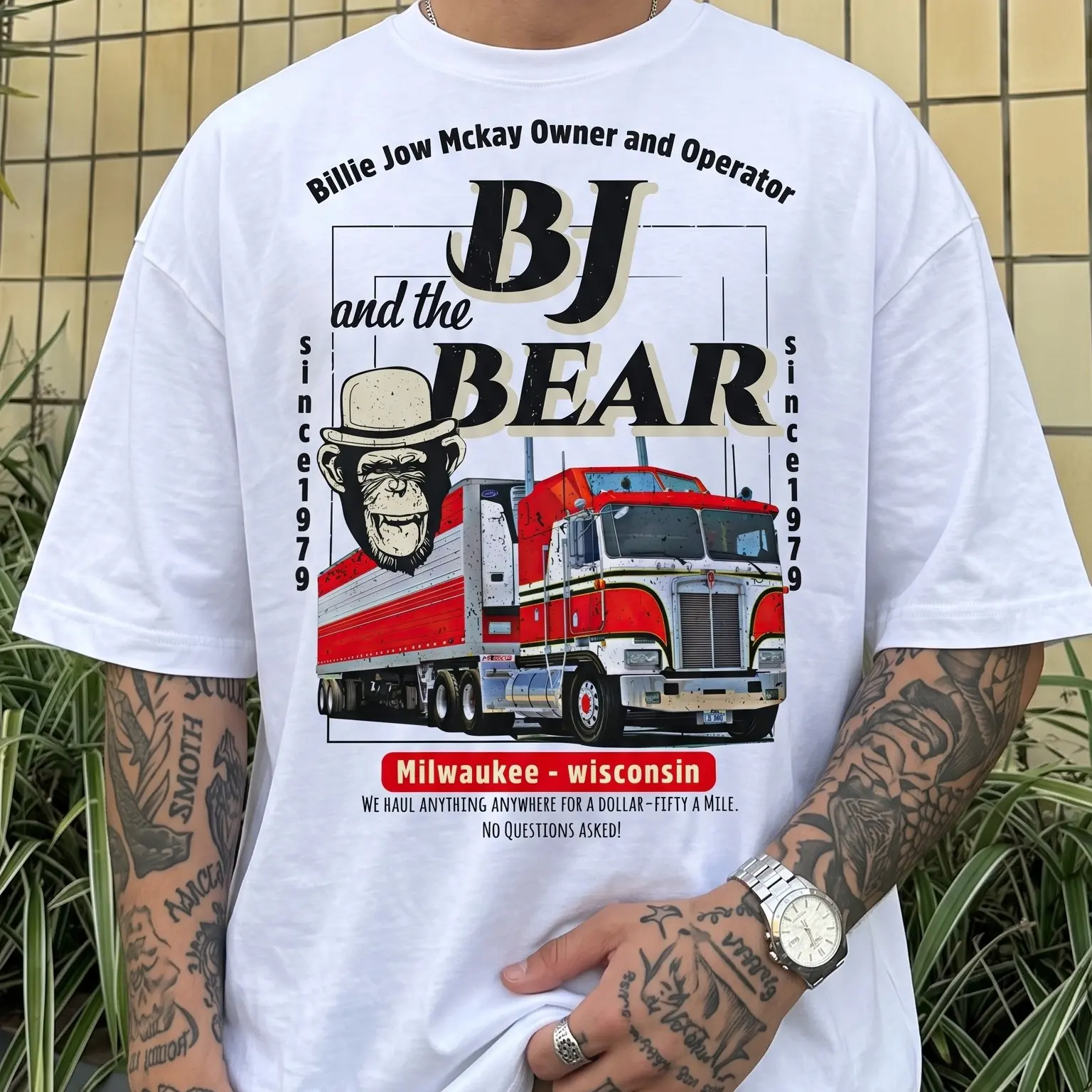 BJ and the Bear Vintage TV Show T-Shirt, Billie Joe "B.J." McKay and Bear Chimpanzee Classic Trucker Graphic Sweatshirt, Retro American Television Series Fan Hoodie, 1970s Road Adventure Gift for Classic TV Lovers