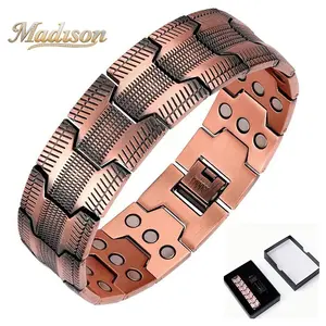Copper Bracelet for Men, 3X Ultra Strength Magnetic Bracelets, 99.99% Pure Copper with 3500 Gauss Neodymium Magnets, Adjustable health gift