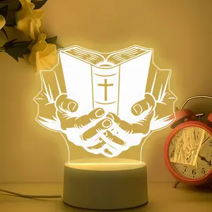 USB Powered LED Religious Desk Lamp, Bible Design, Soft Light, Home Church Prayer Room, Safe Low Voltage, Warm Atmosphere, Gift Idea