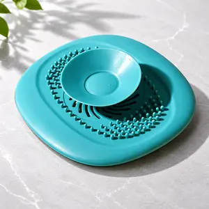 Removable Reusable Silicone Shower Drain Cover, No-Tools Installation, Anti-Slip Anti-Clog Hair Catcher for Bathroom Kitchen, Durable Odor & Bug Proof, Easy Clean Strainer