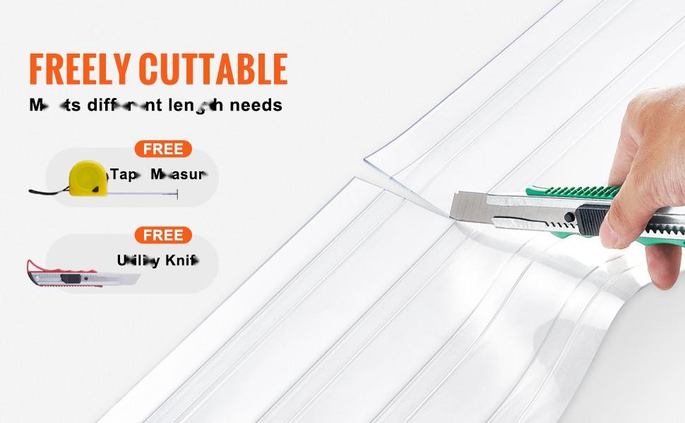 Strip Curtain Roll, 164 Ft Length, 8 In Width, 0.08 In Thickness, Clear Ribbed PVC Door Strips, Curtain Strip Bulk Roll For Warehouses, Factories, Supermarkets, Shopping Malls, Halls, Garages