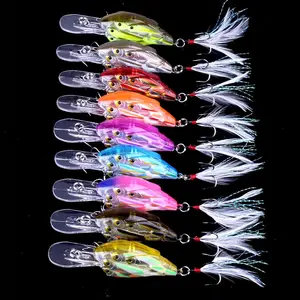 9pcs Hard Bait Minnow Lure with Treble Hook Life-Like Swimbait Fishing Bait 3D Fishing Eyes Crankbait Lure Wobbler for Bass Trout Walleye Pike Perch
