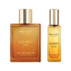 BellaVita Luxury's Honey Oud Extra Sweet | 100ml+20ml Perfumes | Unisex Eau De Parfum | Patchouli, Vanilla, Bergamot | Long Lasting BellaVita Luxury's Honey Oud Extra Sweet | 100ml+20ml Perfumes | Unisex Eau De Parfum | Patchouli, Vanilla, Bergamot | Long Lasting