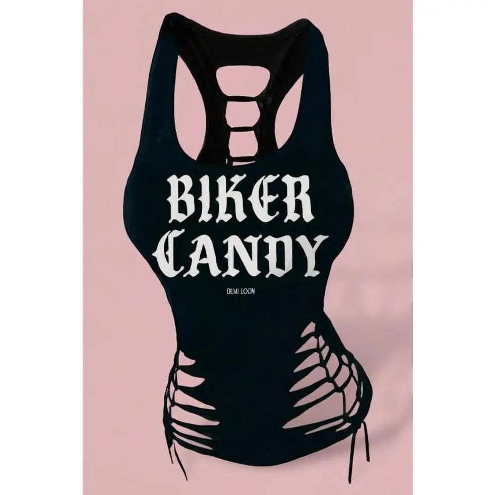 Biker Candy Festival Slashed Tank Top