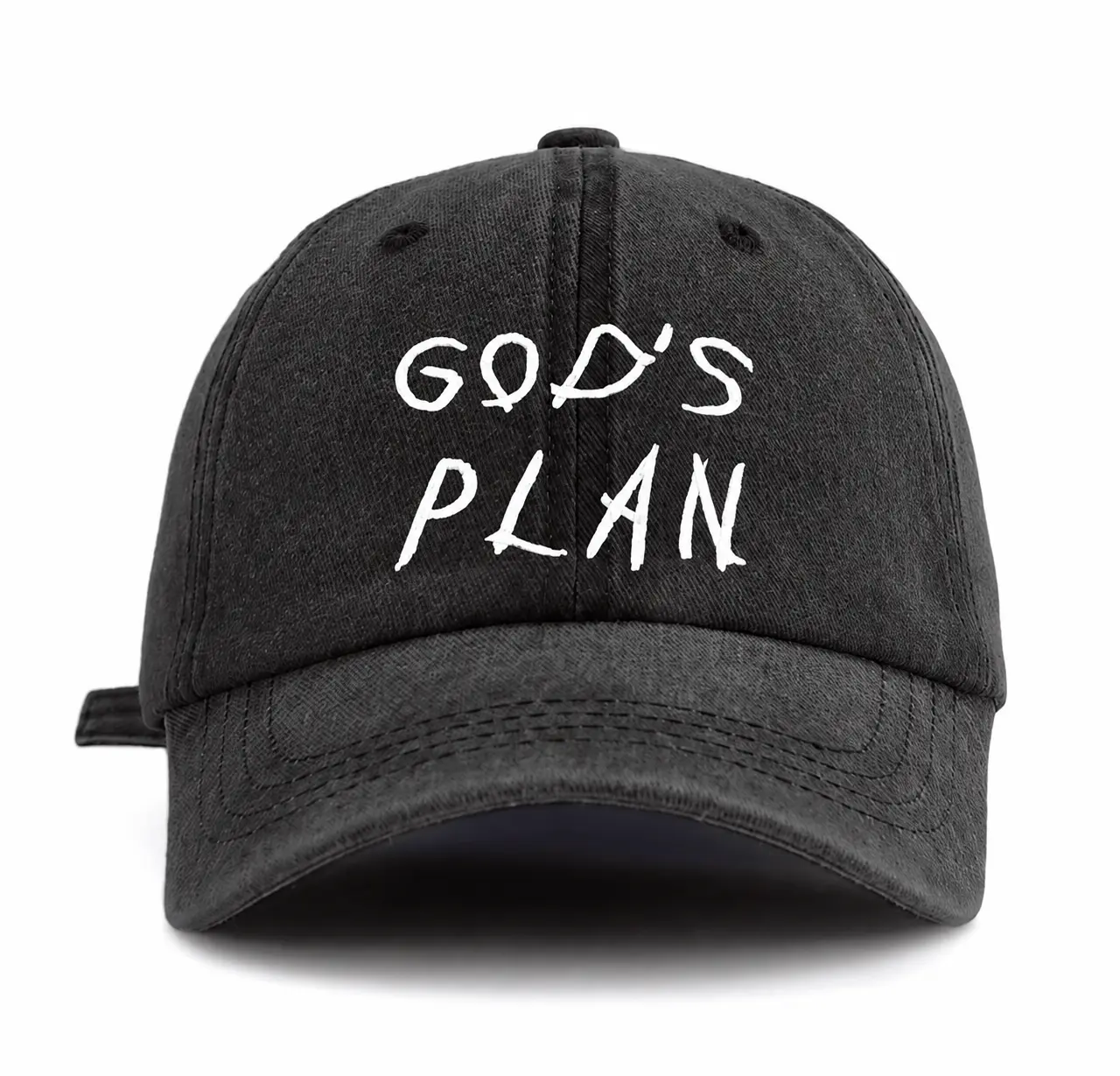 God's Plan Printed Text Unisex Washed Vintage Baseball Cap Retro Streetwear Daily Hat Snapback Cap
