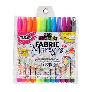 Tulip Fine-Tip  Fabric Markers Neon 12 Pack