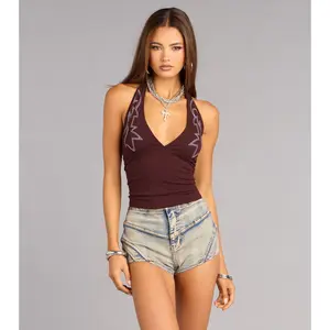 Hot Plans Flame Stitch Halter Top