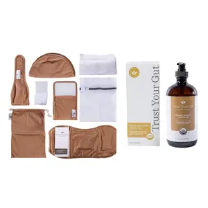 Trust Your Gut Castor Oil Wrap Bundle – 16oz Cold-Pressed Golden Castor Oil + 10pc Reusable Organic Cotton Wrap Set for Colon Cleansing, Gut Health