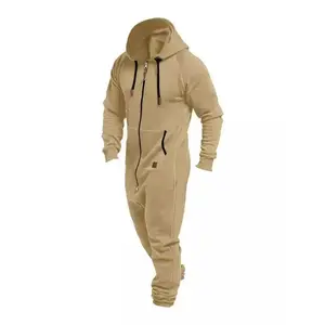 Men??s Fleece-Lined Hooded Jumpsuit ?C Cozy Loungewear One-Piece with Pockets, Full-Zip Drawstring Overalls for Winter Streetwear Menswear graphic tees