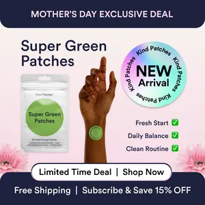 Kind Patches Super Green Patches: 30 Green Energy Patches, Antioxidants Supply, Natural Detox Support, Clean Energy Delivery, Daily Wellness & Nutrients Support, Vegan, 1 Month Supply