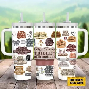 Jesus Bible Affirmations Christian Tumbler, Bible Verse Cup, Faith Coffee Tumbler, Christian Gift, Scripture Cup