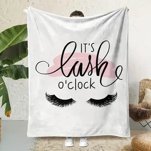 Lashy Luxe: Contemporary Lash Pattern Digital Print Fleece Blanket - Soft and Warm, Suitable for Sofa, Bed, Office, Travel, and More - All Seasons