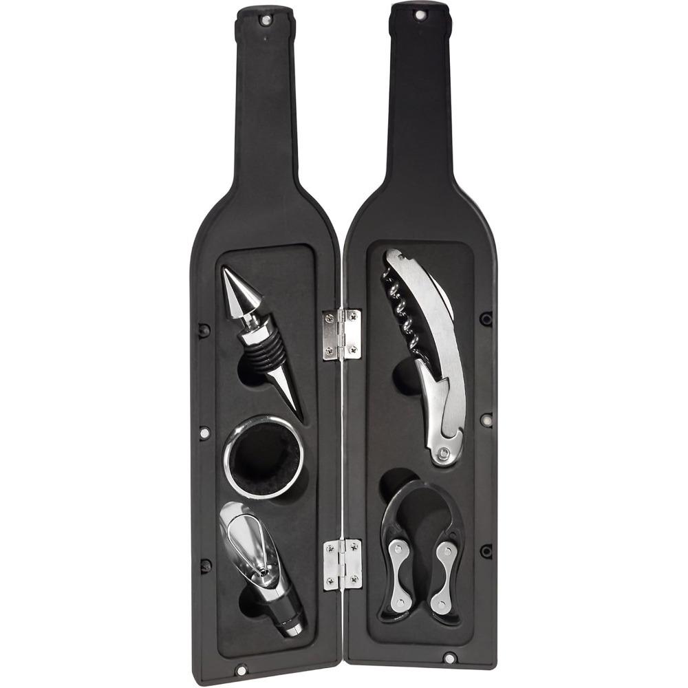 5-Piece Wine Bottle Corkscrew & Accessory Set, Creative Wine-Shaped Gift Kit with Foil Cutter, Pourer & Stopper, Aesthetic Barware Decor for Parties & Housewarming, Perfect Gift for Wine Lovers 2026