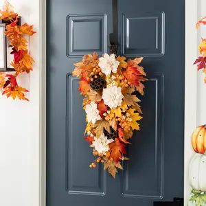 Glitzhome 28"H Fall Dahlia, Lotus Pod and Berry Teardrop