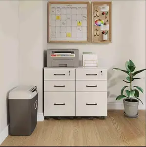 File Cabinet with Lock,3 Drawer Wood Rolling Filing Cabinets Under Desk for Home Office, Office Storage Cabinet fits Letter/A4 Size,Mobile Filing Cabinet Printer Stand