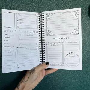 Book Review Reading Journal Celestial moon theme