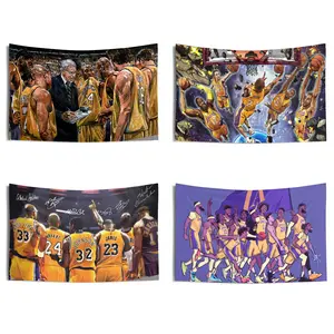Los Angeles Legends Tapestry – Basketball Collage Wall Hanging, Iconic Sports Stars Wall Art