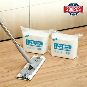 [200 PACK] Dry Mop Refills - Disposable Static Dusting Cloths for Floor Cleaning, Compatible with Swiffer Sweeper. Professional Pet Hair & Dust Trap Pads, Multi-Surface Sweeping Refills 2026