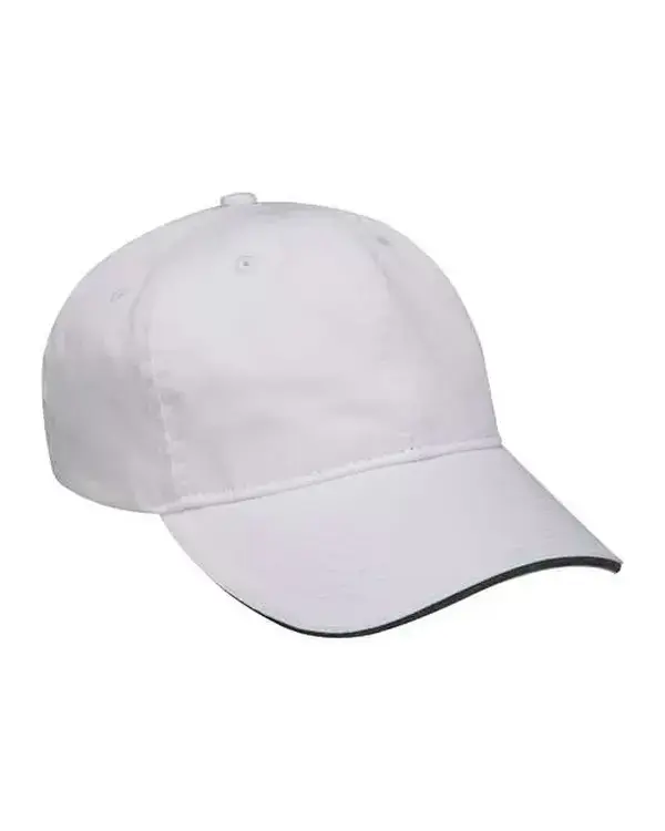 Men's 100% Cotton Semi-Structured Sandwich Visor - 100 cotton clothing, Adams LP107 Icon Design, Precurved Visor, Logo Tape, Self-Fabric Strap