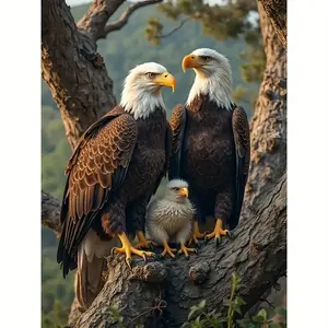 1pc 5D Diamond Painting Kit, Eagle Design Series, Full Drill Round Crystal Art Set for Beginners, Includes Home Wall Decor Gift, Handcraft
