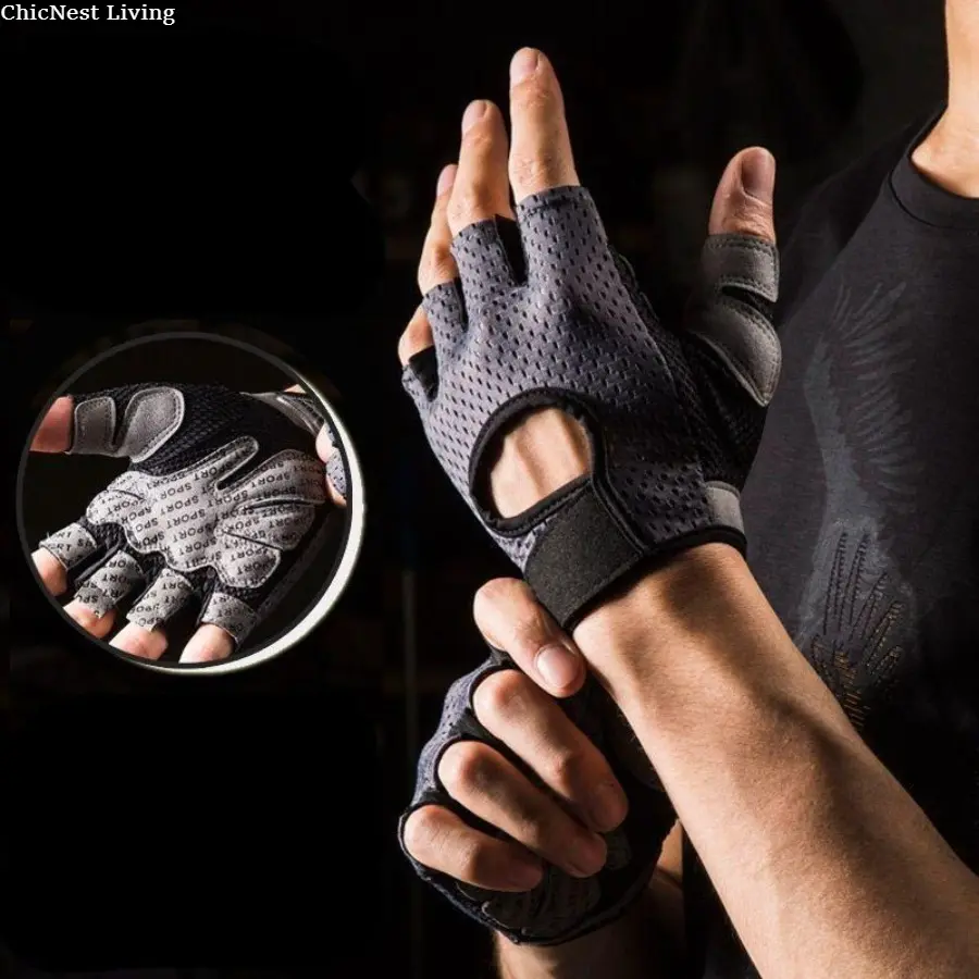 Unisex Nonslip Half-Finger Protective Gloves - Breathable Mesh, Callus-Resistant Fitness Exercise Accessories for Gym, Sports Hand Protection