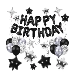 56PCS Black & Silver Birthday Balloon Set – Bold Happy Birthday Banner and Party Decorations for Him & Her | Perfect for 16th to 60th Milestone Celebrations