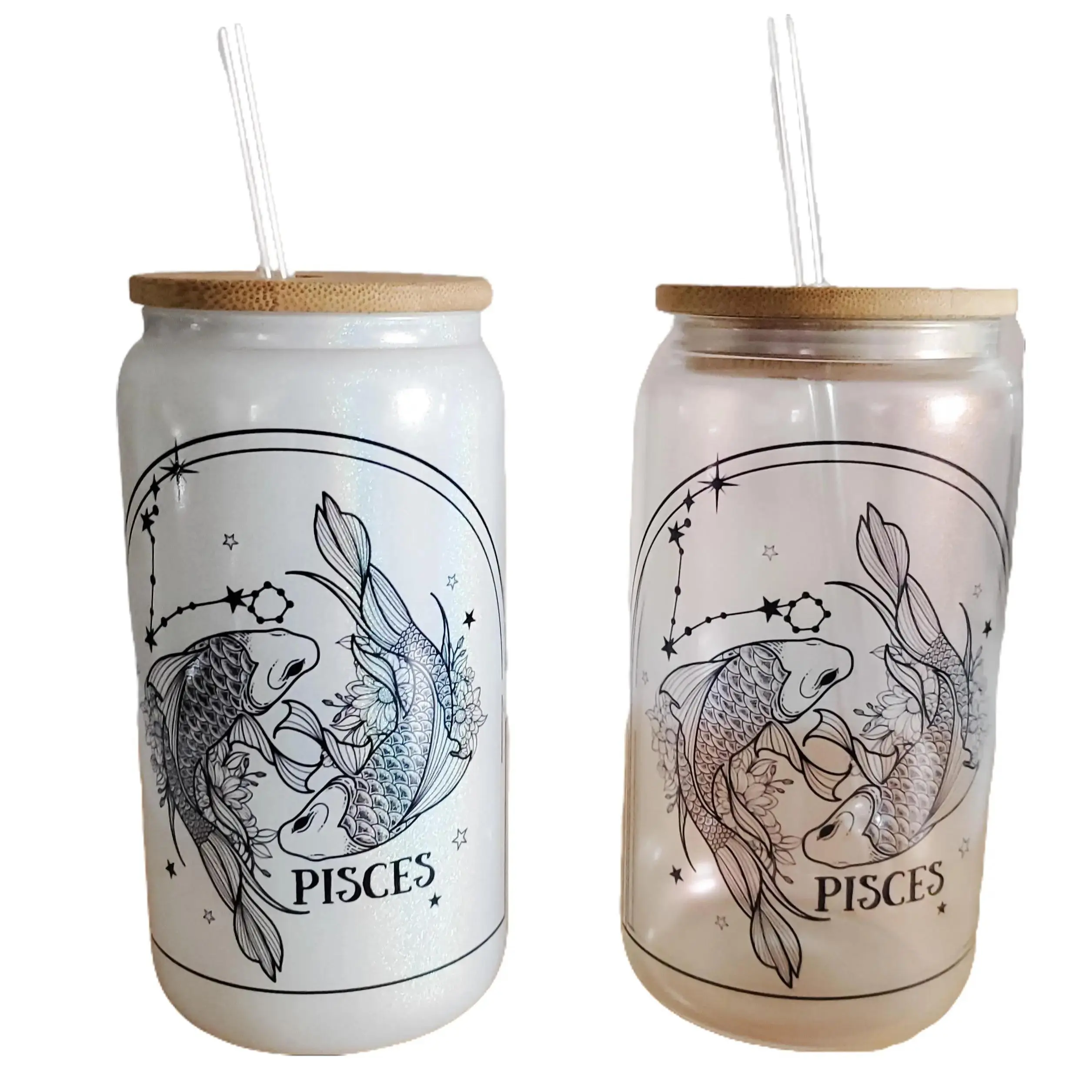 Iridescent Zodiac Constellation Glass Cup Reusable Coffee Tumblers