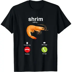 100% Cotton Tee "Shrim" is calling misspelled funny shrimp calling meme T-Shirt T-Shirt with Look  Printed, Graphic, Street, funny, halloween, Men tee graphic tee
