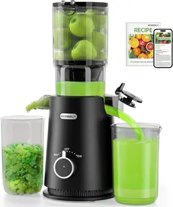 ECOSELF Cold Press Juicer - Wide Mouth Hopper for Fruits & Vegetables & Leafy Greens - Juicer Machines with Self Feeding - Hands-Free Design - Juice Extractor Machine Easy to Clean With Brush