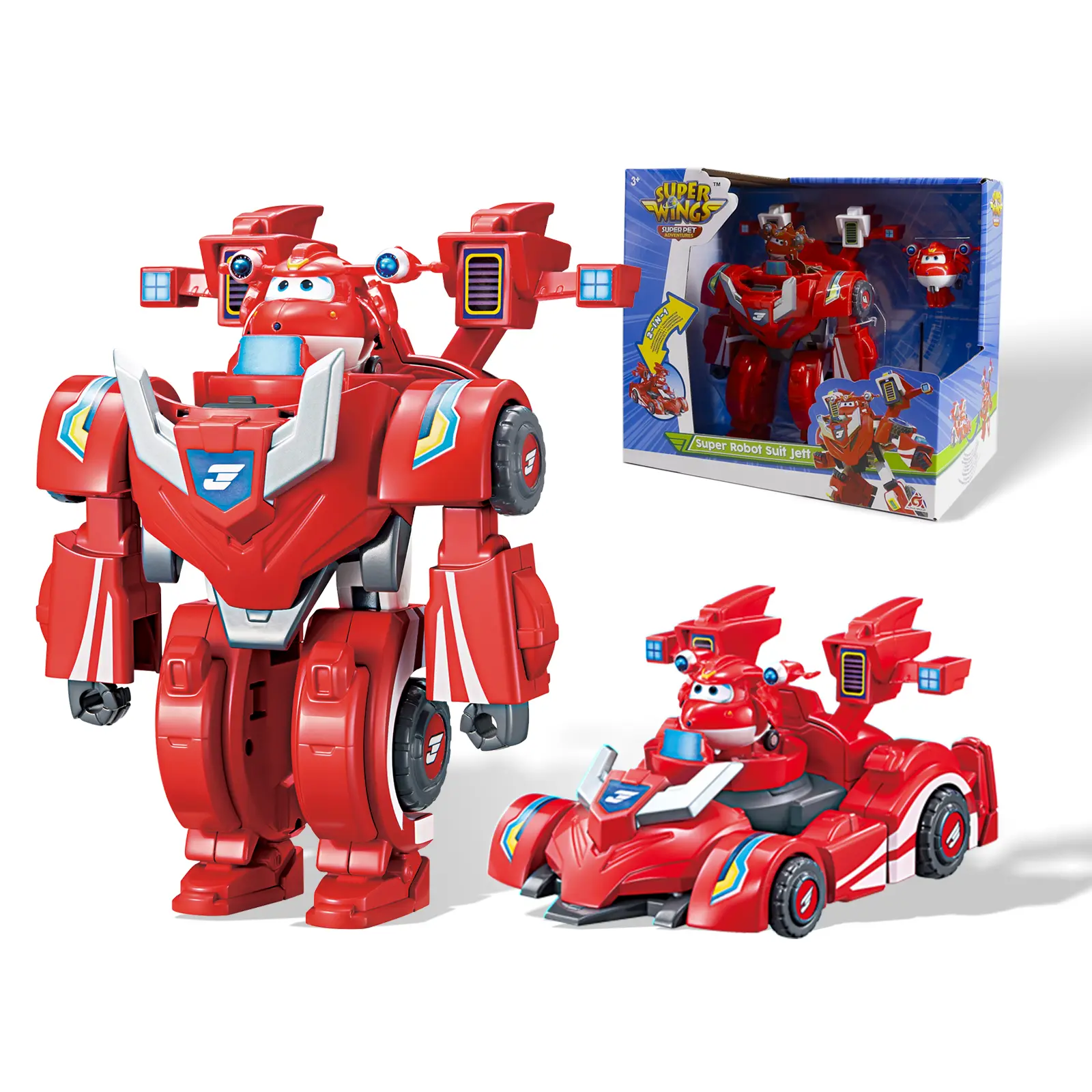 Super Wings Toys, 7 Inch Jett's Super Mecha Transforming Robot, Transforming from Toy Plane to Robot just 14 Steps, Action Figures Toy for Kids Ages 3 and Up, Gifts for Boys and Girls