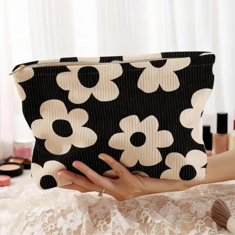 Floral Print Makeup Bag, Casual Fashion, Cute Multifunctional Storage Pouch, Travel Cosmetic Bag for Young Women, Handheld Cosmetic Pouch, Travel Accessory, Cosmetic Travel Bags