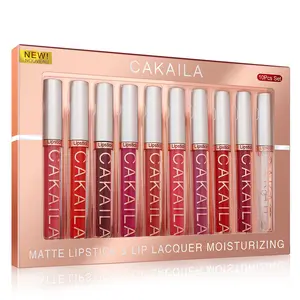 CAKAILA 10Pcs Matte & Gloss  Gloss Set | Long Lasting Waterproof Lipstick | High Pigment Nude & Red  Stain | Cruelty Free  Makeup Gift for Women mary  leelip  velvets Nourishing 3-in-1  Glaze maroon  red  lipstick maquillaje  water  proof