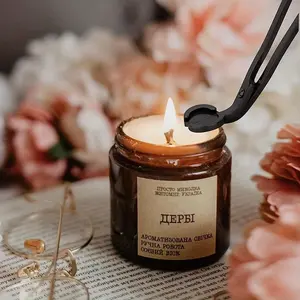 Polished Candle Wick Trimmer, Scissor Cutter, Deep Reach for Trimming Waste Wick, Clean Burn & Smoke Preventation, Black, Home Candle Care Accessory