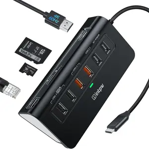 Intpw P9R PRO 10-in-1 USB C Docking Station 10Gbps 4K@60Hz HDMI Ethernet 100W PD SD TF For Laptop iPhone 17 Mac