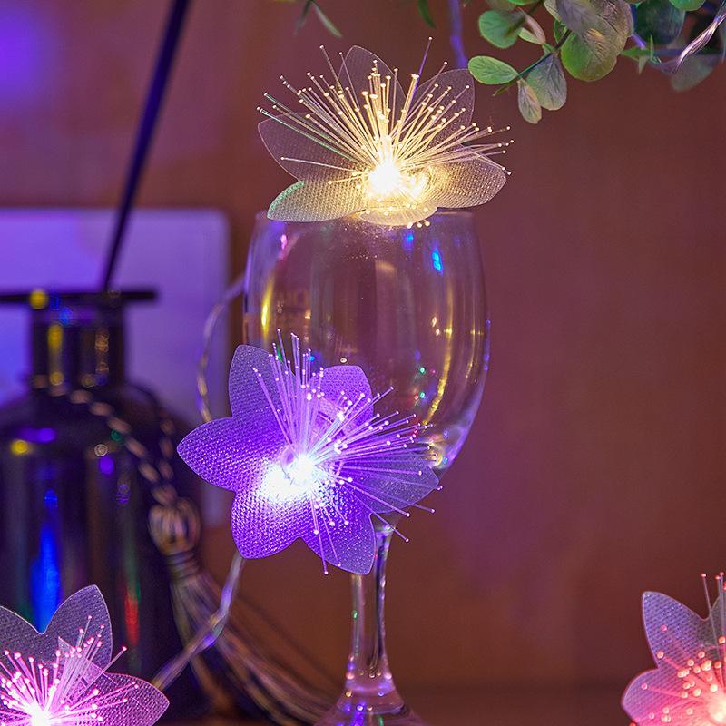 Fiber Optic LED Flower String Lights, Waterproof and Dustproof, Decoration for Balcony and Garden, Small Colored Lights for Festive Atmosphere Creation