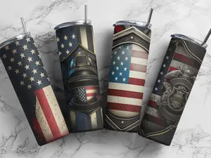 Police 20oz Straight, Skinny Tumbler with Sublimation Design, Sipping Lid & Plastic Straw, Made-to-Order, Hand-Wash Only, Durable Drinkware - Flasks