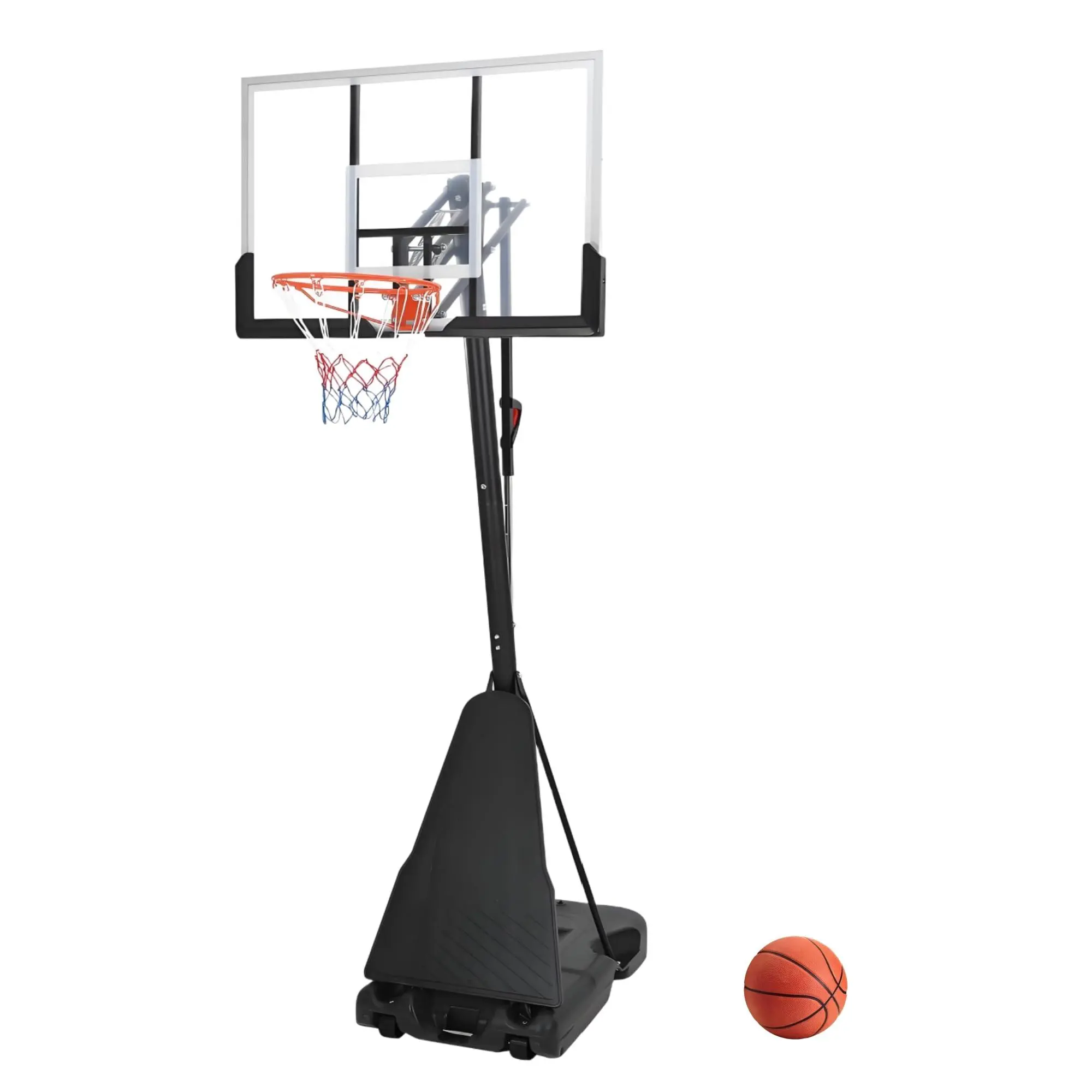 GARVEE Adjustable Portable Basketball Hoop - 5.2-10ft Stepless Reg. Crank Adjust. System with 47in Impact Res. Backboard for Adult Driveway Backyard Use