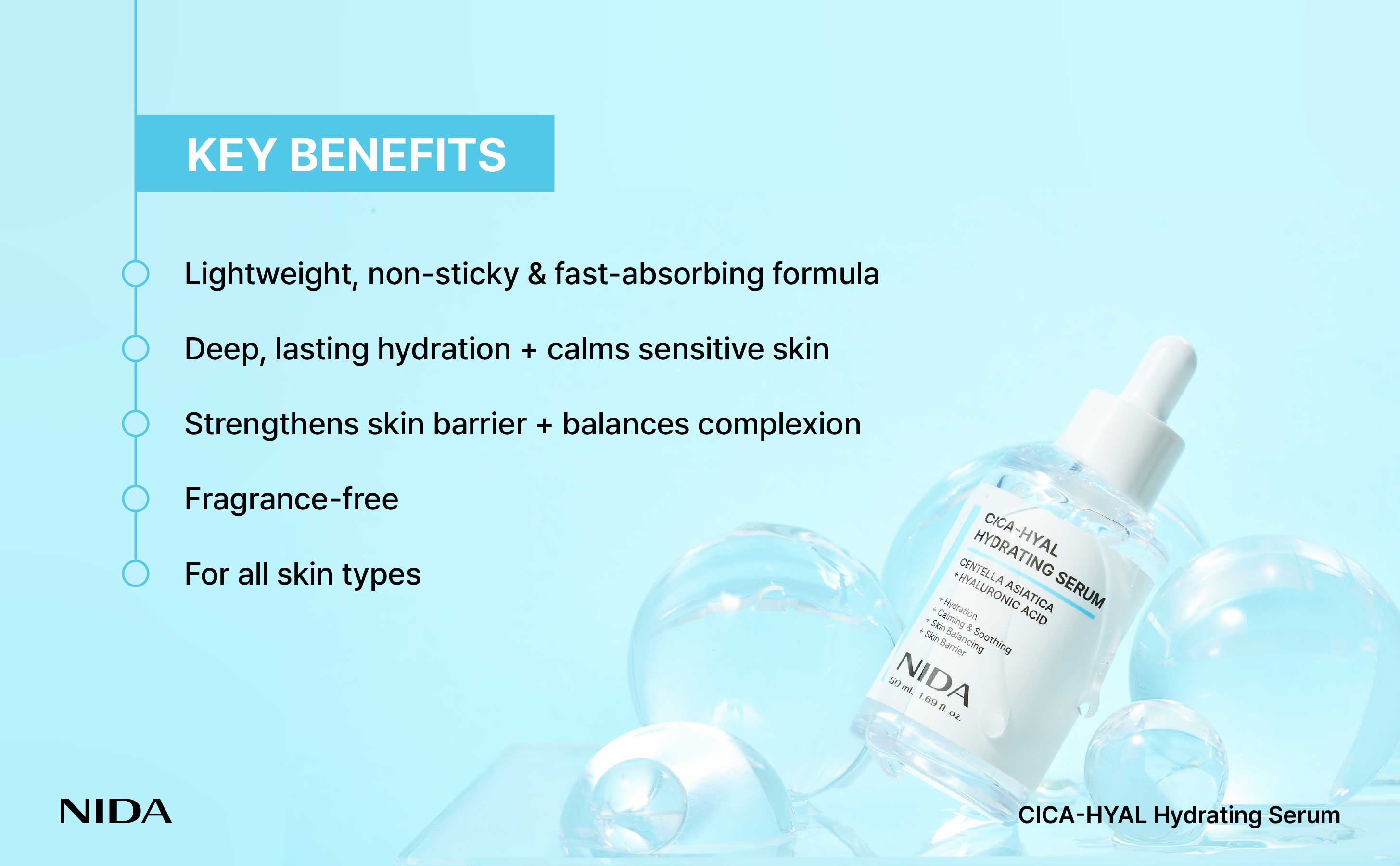 NIDA Hydrating Renewal Serum(s) CICA Hyaluronic acid Peptide Propolis Dry Skin Wrinkles NIDA Hydrating Renewal Serum(s) CICA Hyaluronic acid Peptide Propolis Dry Skin Wrinkles