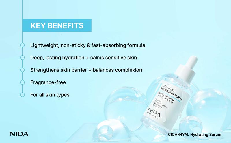 NIDA Hydrating Renewal Serum(s) CICA Hyaluronic acid Peptide Propolis Dry Skin Wrinkles