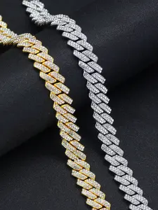 1 piece ice crystal shiny rhinestone tennis anklet super shiny hip hop style cuban chain anklet gift