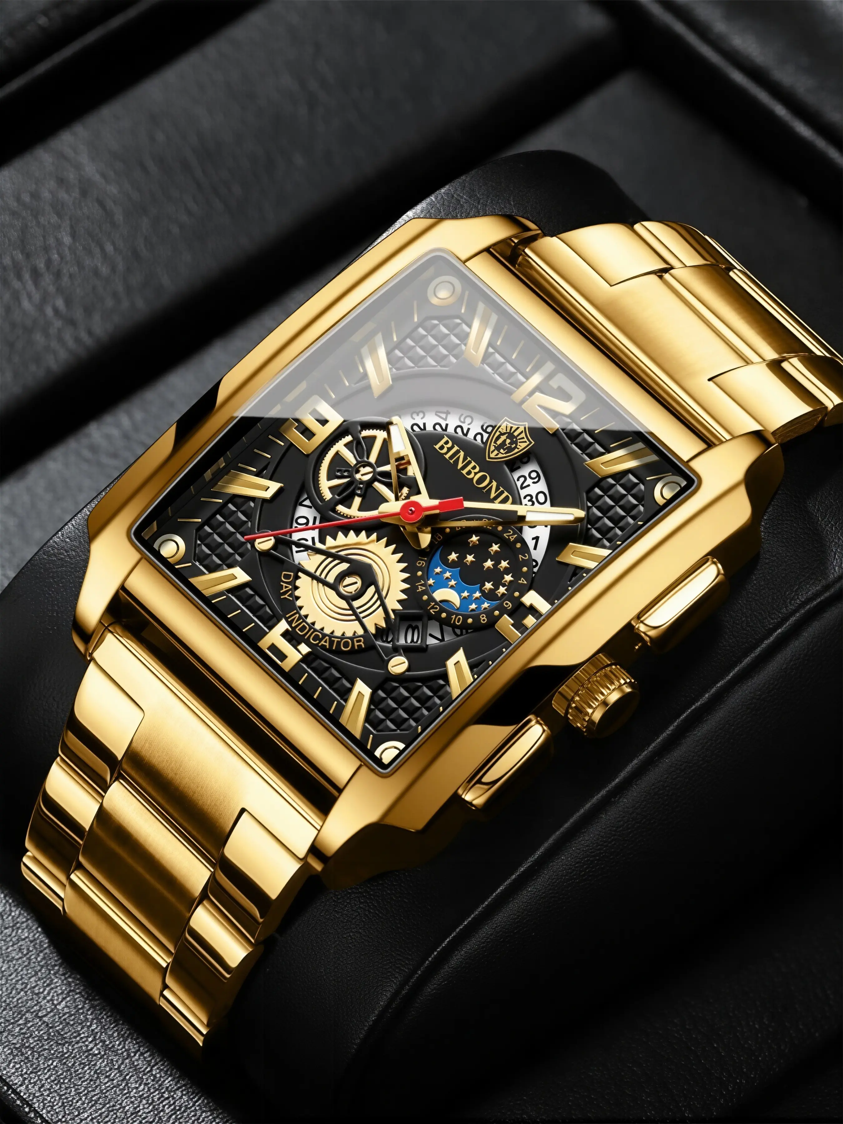 Men's Luxury Analog Quartz Watch, Multi-Function Movement, Stainless Steel Band, Waterproof, Night Glow Hands, Business Fashion & Casual Wristwatch