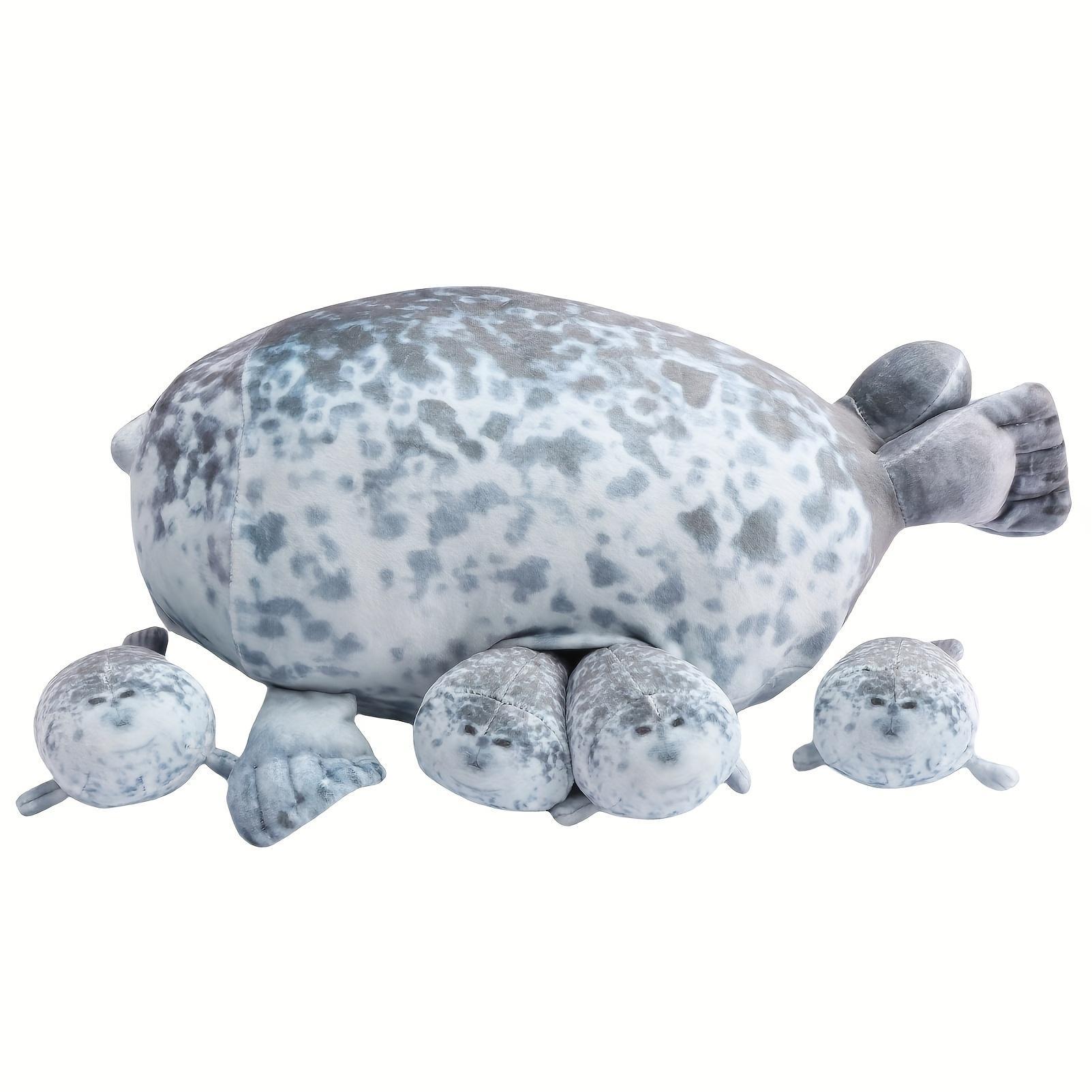 36Cm/14.17In Chubby Blob Seal Plush with 4 Little Seal Plushies in Her Tummy 3D Novelty Sea Lion Gift Present Animal for Girls And Boys
