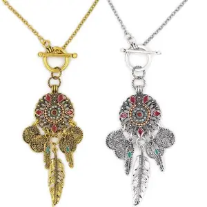 Bohemian Coins Necklace | Gypsy Necklace | Feathers Necklace