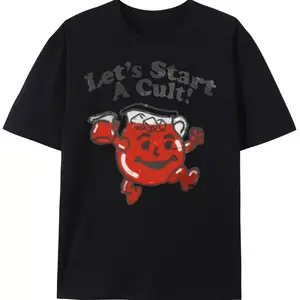 180gVeenajo Lets Start A Cult T Shirt Men'S Casual Graphic Print T-Shirt